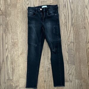 Zara Kids Stylish Black Distressed Skinny Stretch Jeans - Size 10